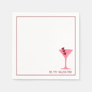 Chic Martini Valentinstag Rosa & Roter Cocktail Serviette