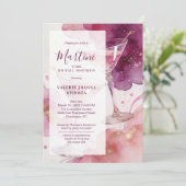 Chic Martini Zeit Glitter Brautparty Einladung (Stehend Vorderseite)