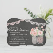 Chic Mason Jar & Chalkboard Brautparty Einladung (Stehend Vorderseite)