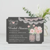 Chic Mason Jar & Chalkboard Brautparty Einladung (Stehend Vorderseite)