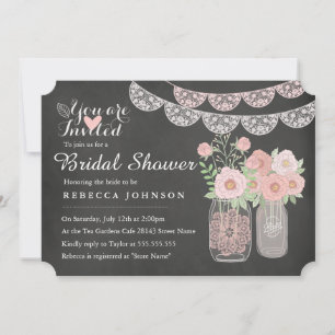 Chic Mason Jar & Chalkboard Brautparty Einladung