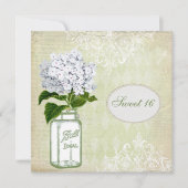 Chic Mason Jar & Hydrangea Sweet 16 Einladung (Vorderseite)