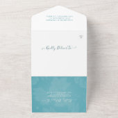 Chic Mason Jar String Light Blue Gold Wedding RSVP All In One Einladung (Außenbereich)