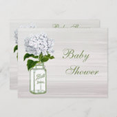 Chic Mason Jar & White Hydrangea Babydusche Einladung (Vorne/Hinten)