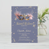 Chic Masque Stars Pastel Lavender Sweet 16 Einladung (Stehend Vorderseite)