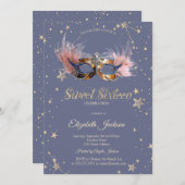 Chic Masque Stars Pastel Lavender Sweet 16 Einladung (Vorne/Hinten)