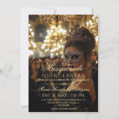 Chic Masquerade Gold Quinceanera Foto Einladung (Vorderseite)