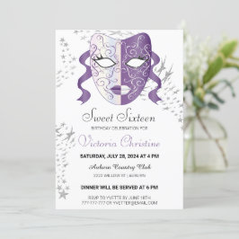 Chic Masquerade Karneval Geburtstag Einladung