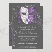 Chic Masquerade Karneval Geburtstag Einladung (Vorne/Hinten)