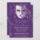 Chic Masquerade Karneval Geburtstag Einladung (Vorne/Hinten)