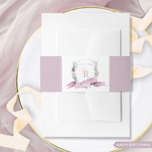 Chic Mauve Dusty Lila Pastel Mit Monogramm Wedding Einladungsbanderole