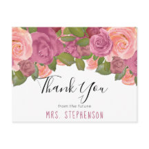 Chic Mauve Floral Watercolor Bridal Vielen Dank