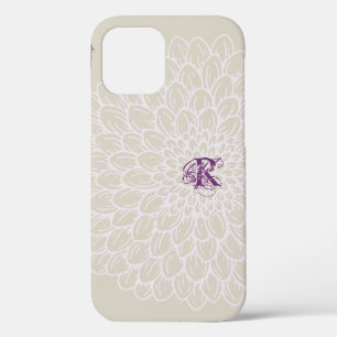 Chic Mauve Gray Floral und Pink Text Case-Mate iPhone Hülle