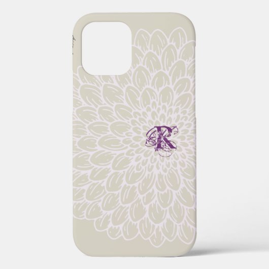 Chic Mauve Gray Floral und Pink Text Case-Mate iPhone Hülle (Rückseite)