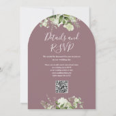 Chic Mauve Greenery Floral QR Code Wedding Arch Einladung (Rückseite)