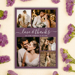 Chic Mauve Liebe und vielen Dank für Ihre Hochzeit Postkarte
