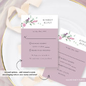 Chic Mauve Pastel floral mit oder ohne Mahlzeiten RSVP Karte