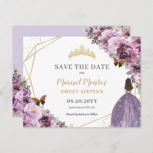 Chic Mauve Plum Lila Floral Tiara 16 . Geburtstag Save The Date