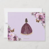 Chic Mauve Plum Lila Floral Tiara Quinceañera Save The Date (Rückseite)