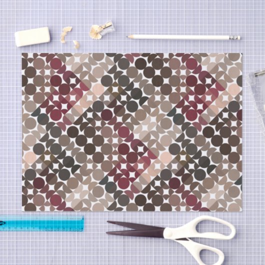 Chic Mauve Taupe Beige Maroon Red Circles Muster Seidenpapier (Handwerk)