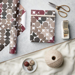 Chic Mauve Taupe Beige Maroon Rot Kreise Muster Geschenkpapier