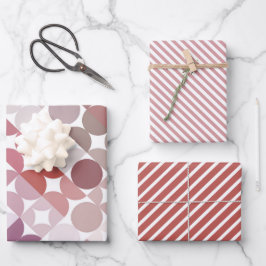 Chic Mauve Taupe Dusty Rose Circles Art Pattern Geschenkpapier Set
