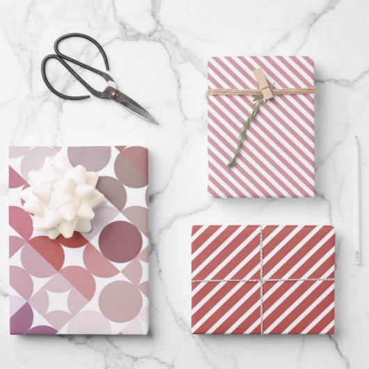 Chic Mauve Taupe Dusty Rose Circles Art Pattern Geschenkpapier Set (Vorderseite)