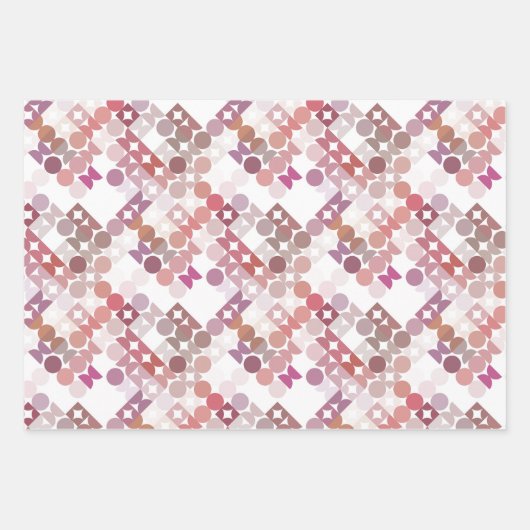 Chic Mauve Taupe Dusty Rose Circles Art Pattern Geschenkpapier Set (Vorderseite 3)