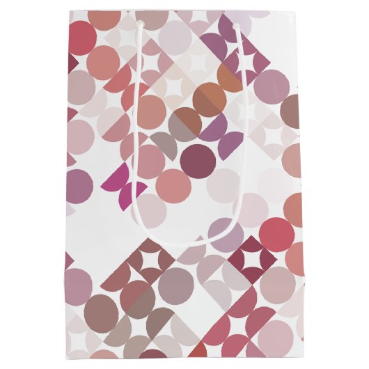 Chic Mauve Taupe Dusty Rose Circles Art Pattern Mittlere Geschenktüte (Rückseite)