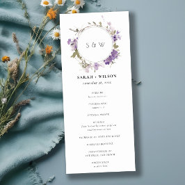 Chic Meadow Lilac Floral Wreath Wedding Program Einladung