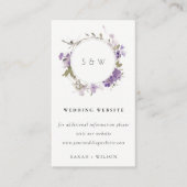 Chic Meadow Lilac Floral Wreath Wedding Website Begleitkarte (Vorderseite)