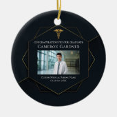 Chic Medical School Abschluss Foto Weihnachten Keramik Ornament (Vorne)