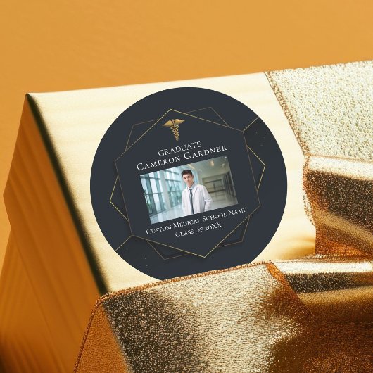 Chic Medical School Foto Graduation Party Runder Aufkleber