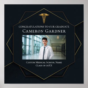 Chic Medical School Foto Graduation Party Willkomm Poster