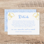 Chic Mediterranean Lemon Blue Tile Italian Wedding Begleitkarte