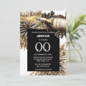 Chic Meilenstein Geburtstag Schaumwein Feuerwerk Einladung (Stehend Vorderseite)