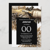 Chic Meilenstein Geburtstag Schaumwein Feuerwerk Einladung (Vorne/Hinten)