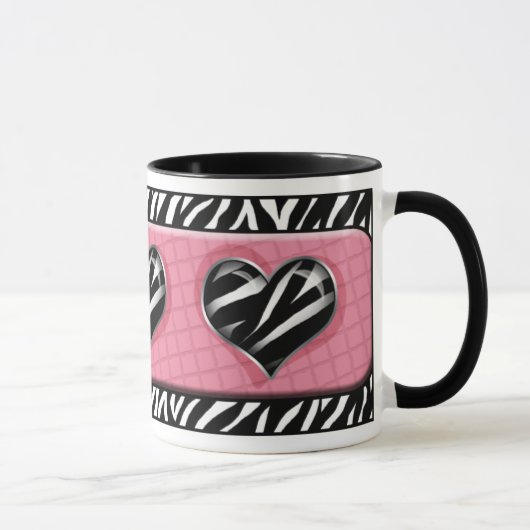 Chic meine Herz-Rosazebra-Druck-Tasse Tasse (Rechts)