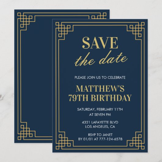 Chic Men Save the Date 79. Einladung (Vorne/Hinten)