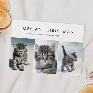 Chic Meowy Christmas New Cat Foto Family Feiertagskarte