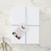 Chic Merlot Navy Blue Floral Antlers Wedding Geschenkanhänger (Mit Garn)