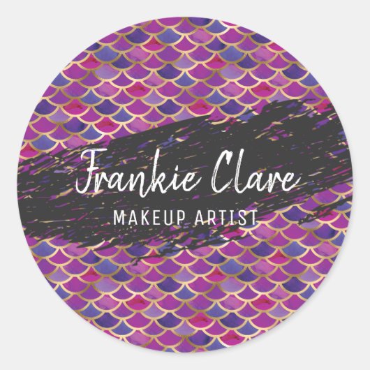 Chic Mermaid Scale Abstraktes Muster Runder Aufkleber (Vorderseite)