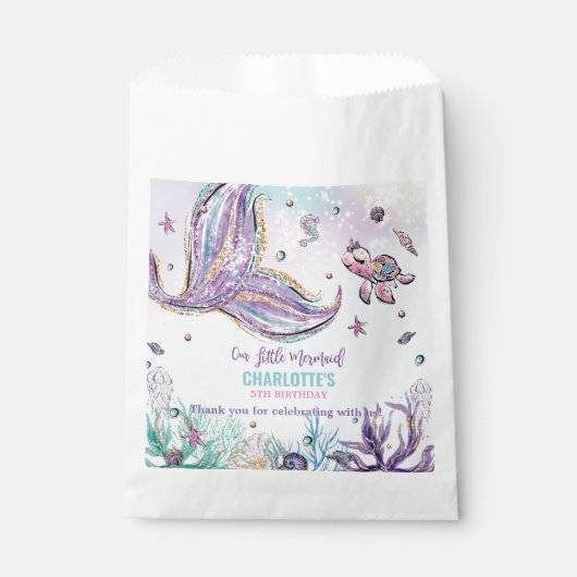 Chic Mermaid Schwanz Under Sea Birthday Party Geschenktütchen (Vorderseite)