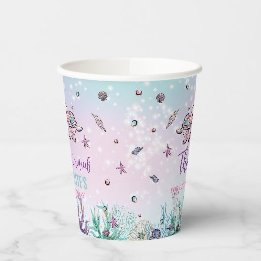 Chic Mermaid Schwanz Under Sea Birthday Party Pappbecher (Links)