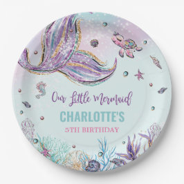 Chic Mermaid Schwanz Under Sea Girl Birthday Pappteller