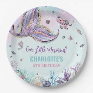 Chic Mermaid Schwanz Under Sea Girl Geburtstag Pappteller