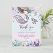 Chic Mermaid Under Sea Birthday Baby Shower Dankeskarte (Stehend Vorderseite)