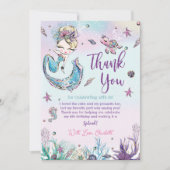 Chic Mermaid Under Sea Birthday Baby Shower Dankeskarte (Vorderseite)
