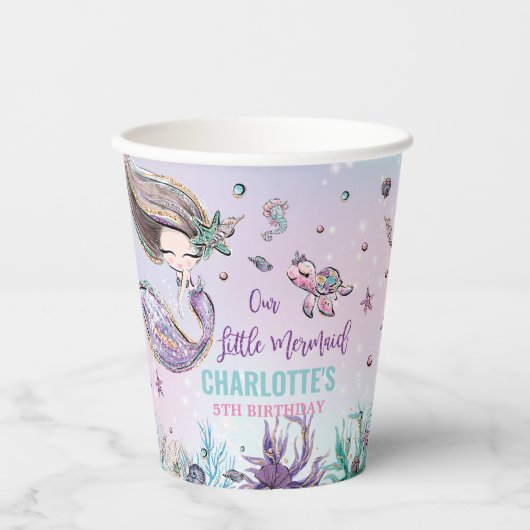 Chic Mermaid Under Sea Birthday Pool Party Pappbecher (Vorderseite)