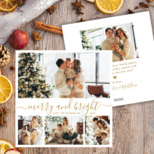 Chic Merry and Bright Gold Script 4 Foto Collage